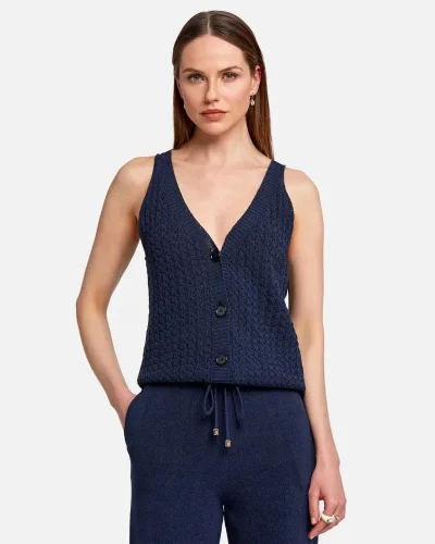 Braid Detailed Sleeveless Flow Top