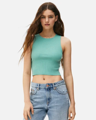 Basic Bright Green Rib Extreme Crop