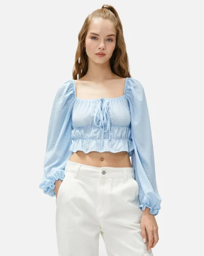 Balloon Sleeve Blouse - Square Neck